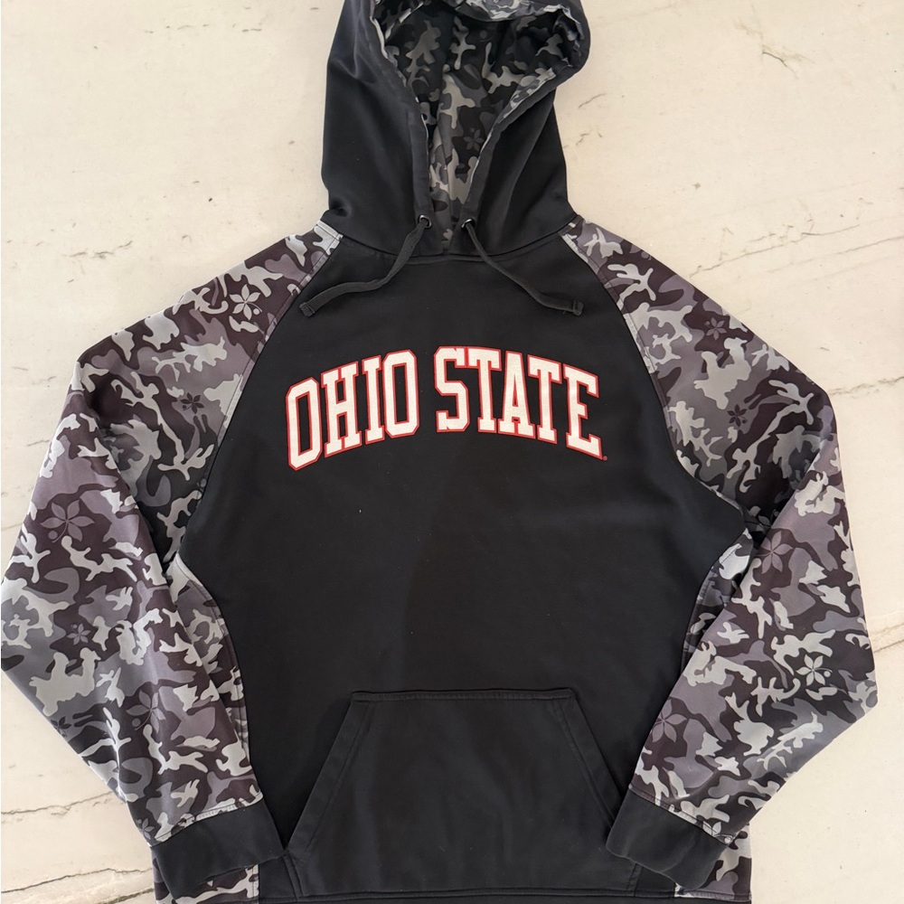 OHIO STATE BUCKEYES Hoodie Sweatshirt Black XL Scarlet & Gray Apparel Camo